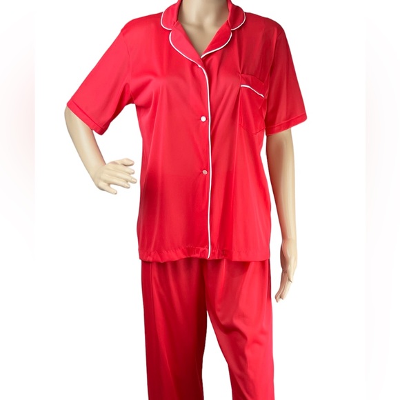 NWT Vintage Nancy King Nylon Red Pajama Set Small Medium - Picture 4 of 10